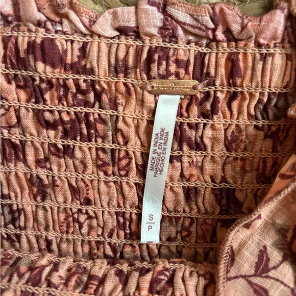 Free People Small Long Sleeve Smock it to Me Smocked Floral Mini Dress - Picture 6 of 7